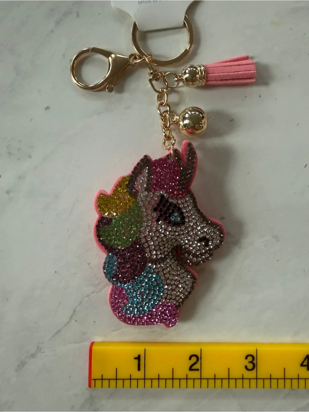 NWT Puffy Rainbow Rhinestone Unicorn Bag Charm & Keychain ✨